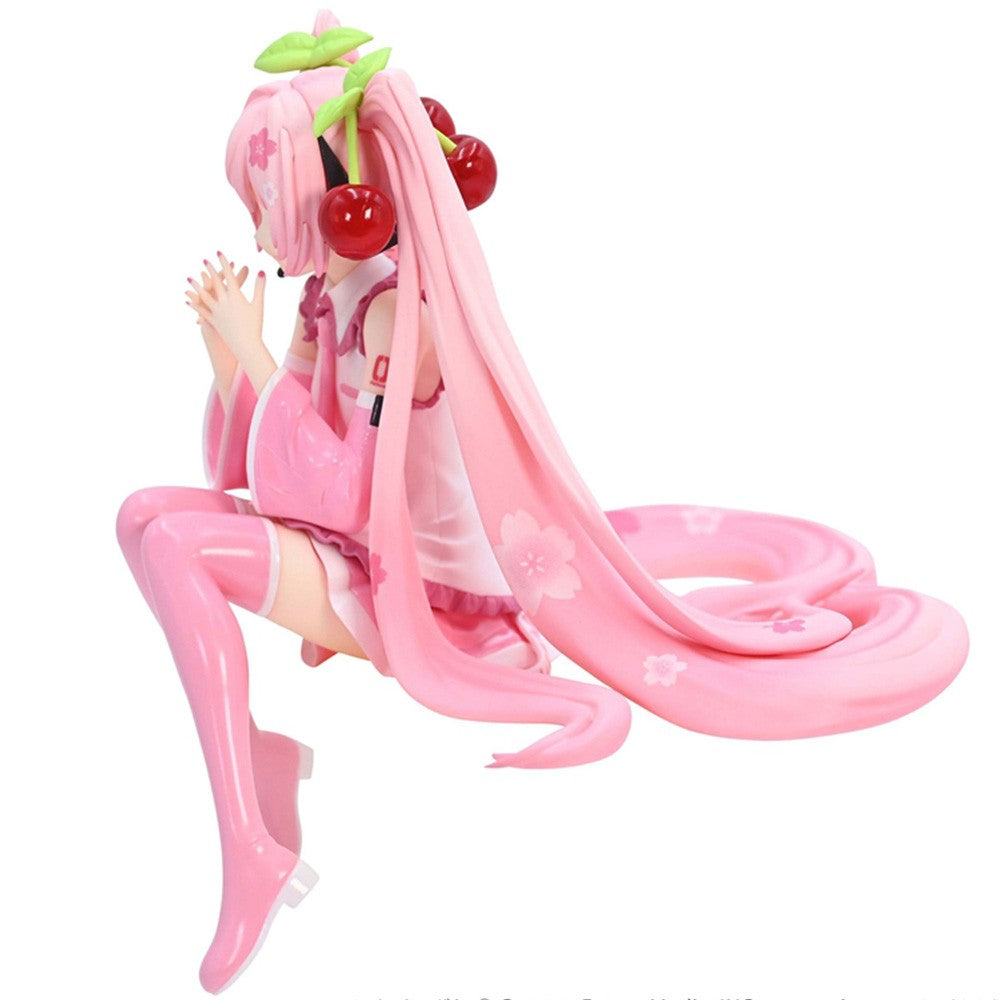 Boneca Anime Hatsune Miku em Vestido Rosa, action figure, brinquedo, PVC rosa cereja, decoração de cerejeira, presentes colecionáveis