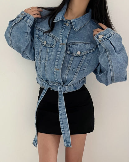 2 colors Women's casual Jean Coats 2025 Spring Women Denim Jacket Long Sleeve cropped Female Girls streetwear(N2418)