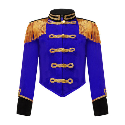 Boys Girls Drum Major Team Uniform Nutcrackers Costume Set Marching Band Tassel Jacket Coat Hat Outfits for Drummer Performance