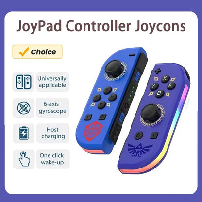 RGB LED Left & Right Joypad for NS Switch Controller BT 5.2 Joy-Con Gamepads Joystick with Dual Vibration for Switch/Lite/Oled