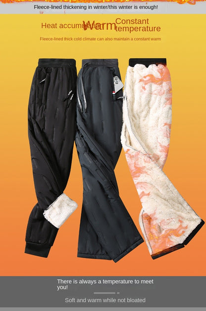 Calça Masculina de Algodão Acolchoada para o Inverno, Moda Masculina, Pelúcia Grossa, Lã, Calça Esportiva, 7XL, Casual, Impermeável, À Prova de Frio, Calça Masculina de Corrida para Baixo
