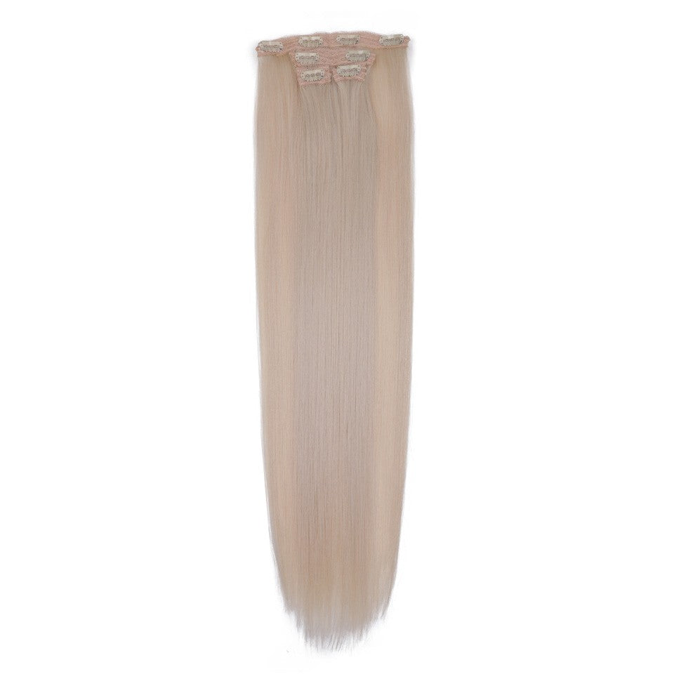 FASHION IDOL Long Straight Hairstyle 8 Clips In Hair Extensions Blonde 60CM Natural Synthetic Hair Daily Use Hairpiece Fake Hair