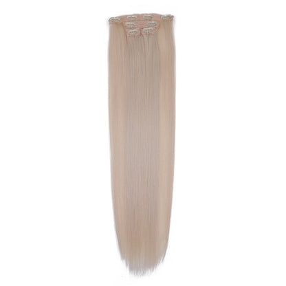 FASHION IDOL Long Straight Hairstyle 8 Clips In Hair Extensions Blonde 60CM Natural Synthetic Hair Daily Use Hairpiece Fake Hair