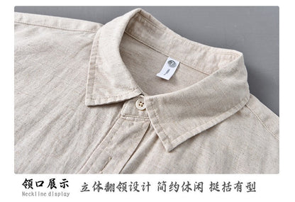 Men's Cotton-Linen Long Sleeve Shirt – Lightweight, Breathable, Vintage-Inspired Business Casual Shirt for Spring/Summer Fashion