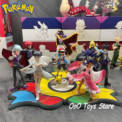 Action Figures Anime Pokémon Os Oito Grandes Mestres - Estátua de PVC Colecionável - Brinquedos Infantis de 7-9cm