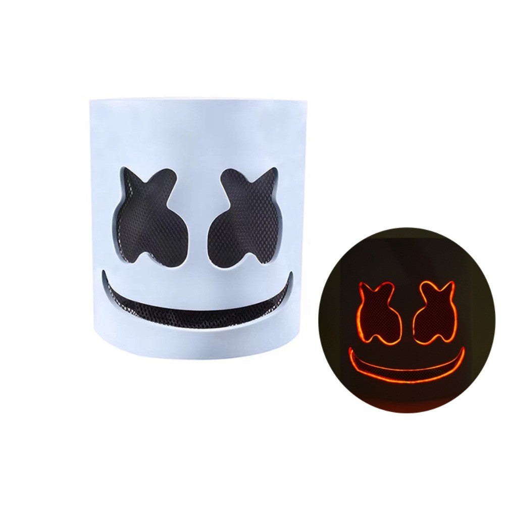 Party Decor LED Halloween Luminous Head Cover Glowing Plastic DJ Marshmallow Mask Universal Neon Headgear Bar
