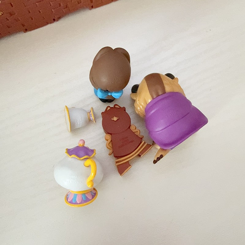 Bonecos de Ação Disney A Bela e a Fera Princesa Bela Adam Cogsworth Beatrice Chip Potts Bonecos de Anime Brinquedos Presente para Crianças