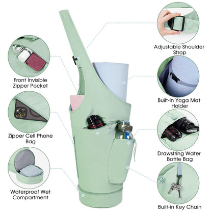 Yoga Mat Bag ?arrier - Multi-Functional Yoga Mat Carrier Bag with Water Bottle Pocket - Versatile Gym Yoga Mat Bags for Women