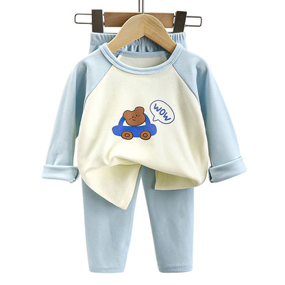High Quality Boys and Girls Warm Pajama Sets for Autumn Soft and Cozy Fleece Lined Sleepwear Perfect for Comfortable Night Sleep