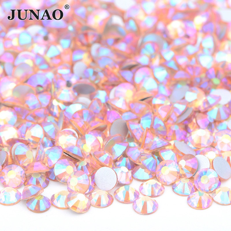 JUNAO Wholesale SS6 SS10 SS12 SS16 SS20 SS30 Flatback Glass Rhinestones Clear Cr