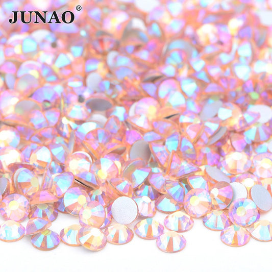 JUNAO Wholesale SS6 SS10 SS12 SS16 SS20 SS30 Flatback Glass Rhinestones Clear Cr