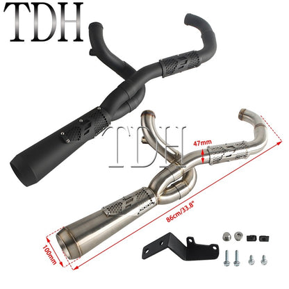 Motorcycle Drag Exhaust Stainless 2-1 Exhaust System For Harley Dyna W/ Mid-Controls Forward Controls Wide Super Glide 2006-2017