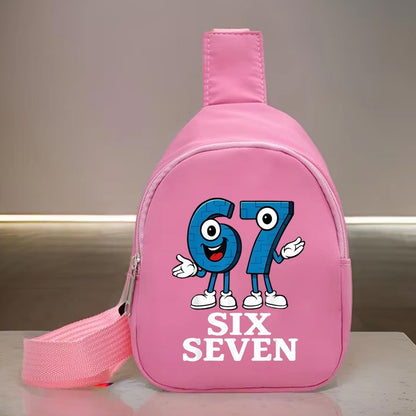 Bolsas Tiracolo Transversais para Meninas e Meninos Estampa 67 Seis Sete Pequenas Bolsas de Ombro Italian Brainrot Bolsas de Bebê para Viagem Diária