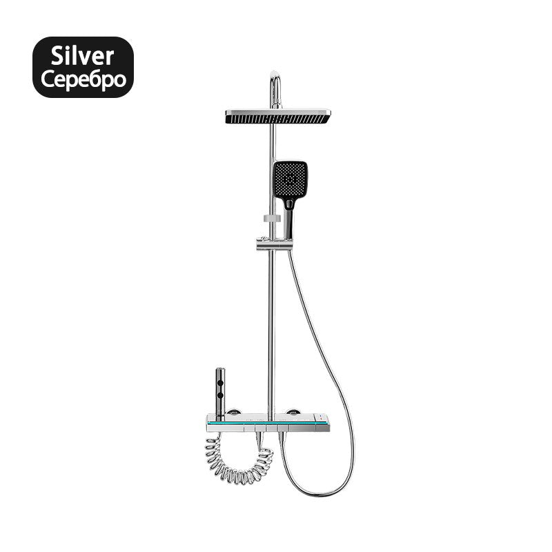 Luxury Bathroom Shower Faucet Set Smart Temperature Display Rainfall Shower System Rain Waterfall LED Bathtub Mixer Tap Showers