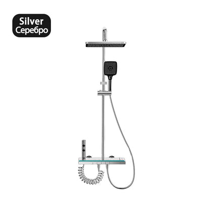 Luxury Bathroom Shower Faucet Set Smart Temperature Display Rainfall Shower System Rain Waterfall LED Bathtub Mixer Tap Showers