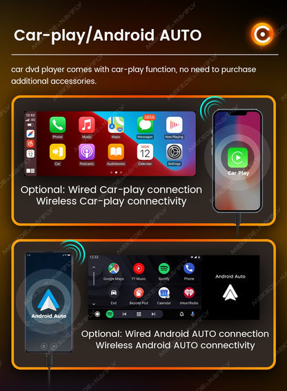 MEKEDE 1Din 6.86 polegadas Carplay Android Auto Rádio Automotivo Universal Reprodutor Multimídia com BT FM Estéreo USB Tipo-C Câmera Unidade Principal