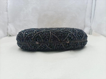 XIYUAN Women Burgundy Stones Evening Bags Crystal Clutch Wedding Party Rhinestone Handbags Bridal Floral Minaudiere Purses Green