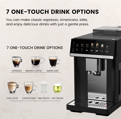 Máquina de Café Expresso Automática Mcilpoog M3 – Espumador e Reservatório de Leite Integrados, 7 Variedades de Café, Tela Sensível ao Toque