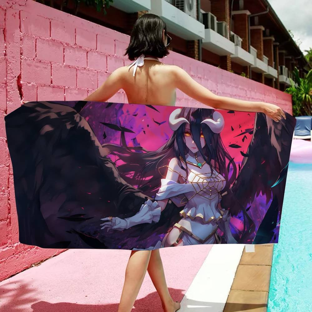 Gamer Albedo Anime Sexy Girls Anime Beach Swimming Towel Soft Absorbent Washcloth Children's Gifts For Kids Travel Camping Gym