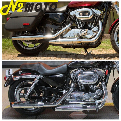 Chrome Exhaust System Motorcycle Muffler Exhaust Pipe For Harley Sportster Superlow XL1200T XL883L Iron XL883N 72 48 XL1200 V X