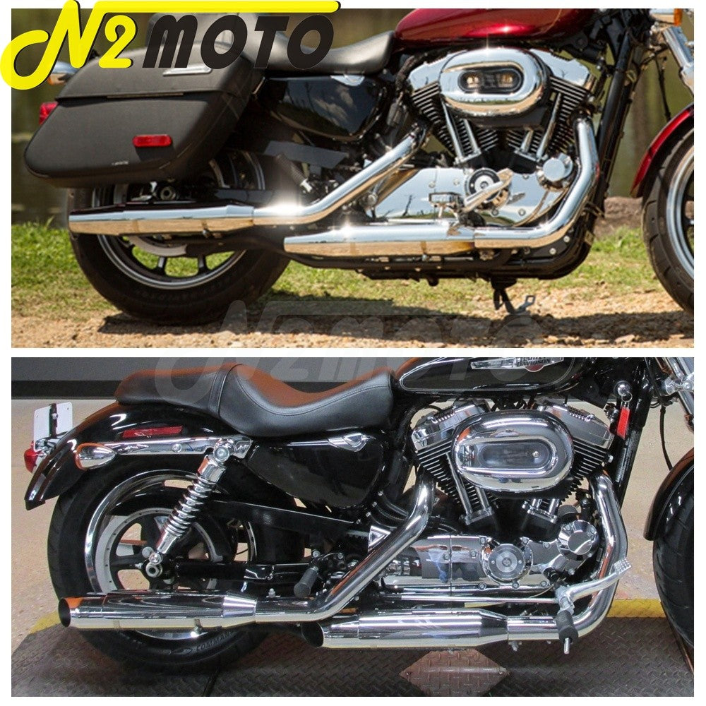 Chrome Exhaust System Motorcycle Muffler Exhaust Pipe For Harley Sportster Superlow XL1200T XL883L Iron XL883N 72 48 XL1200 V X