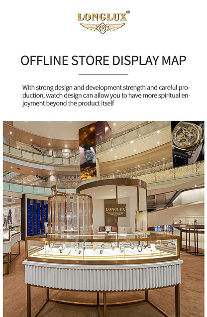 LONGLUX automatic watch retro style wholesale mechanical wristwatches skeleton carve waterproof leather no logo mens watch