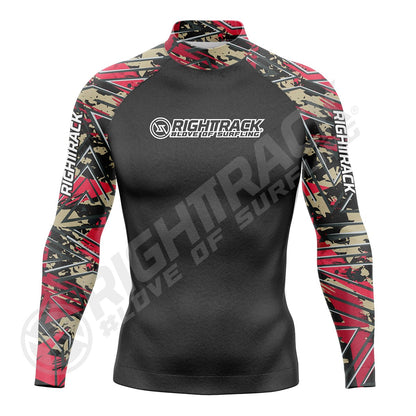 New Men's Surfing Shirt Spray Camo Lycra Rashguard RIGHTTRACK Surf Sportswear Beach UV Swimwear UPF50+ Clothes