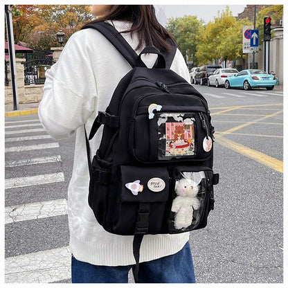 Mochila Feminina Fofa Desenho Animado Moda Adolescente Estudante Mochila Escolar Adorável Bolsa Feminina Mochila Escolar Versátil para Meninas
