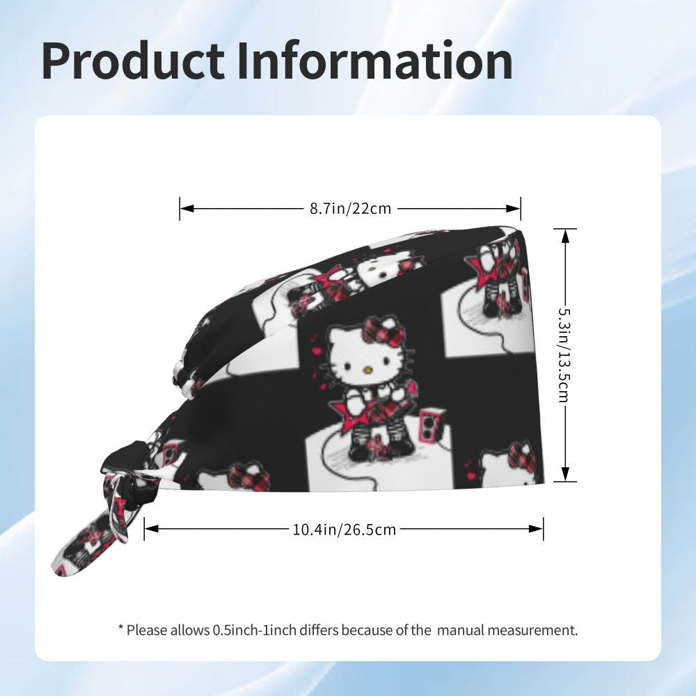 Custom Hello Kitty Medical Staff Scrubs Hat Women Men Cartoon Chara For Chef Hat Scrub Caps