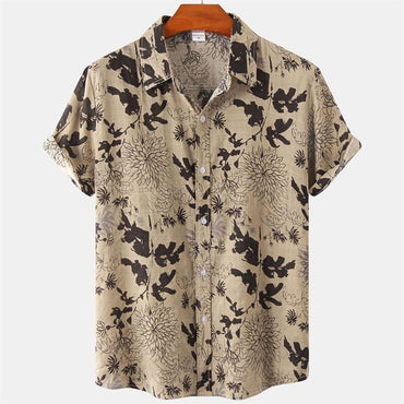 Men's Summer Hawaiian Casual Fashion Social Beach Style Short Sleeved Printed Loose Retro Vacation Shirt Camisas Estampadas