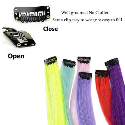 22 Polegadas Sintético Longo Liso Clip In Extensões de Cabelo Perucas de Alta Temperatura Cores do Arco-Íris Acessórios de Cabelo para bom 2026