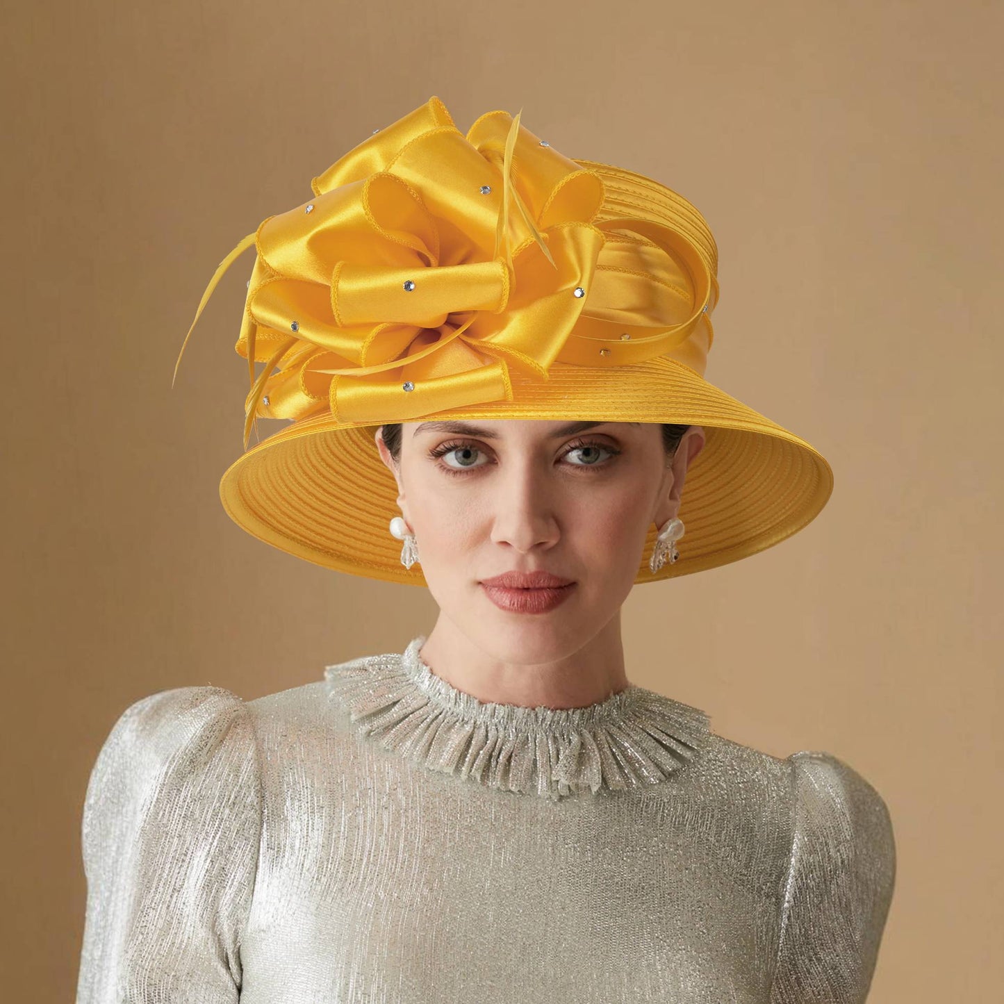 Novos Chapéus Fascinators 2025 para Mulheres Elegantes Casamentos e Chapéus de Topo para Igreja de Damas Britânicas para Mulheres Negras S10-4585