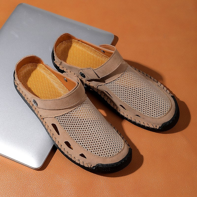 Soft Sole Male Simple Slippers Breathable Mens Summer Sneakers Casual Half Shoes Leisure Walk Half Drag Outdoor Non-Slip Sandals