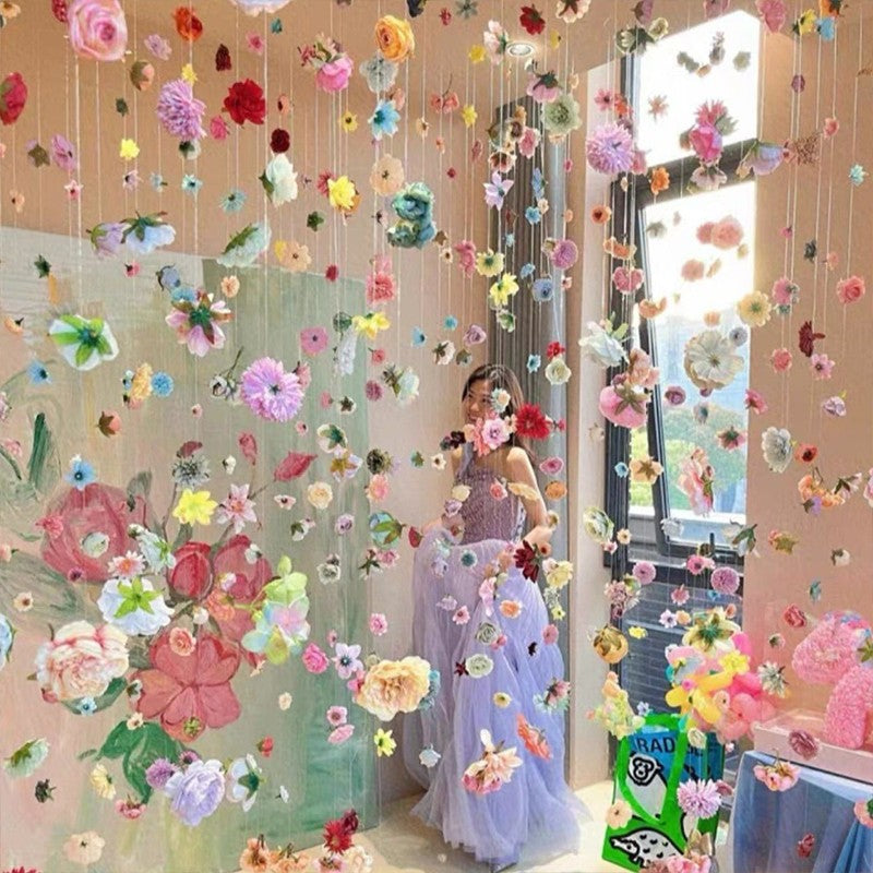20Pcs Artificial Floating flower Curtain Wedding Couple Photo  Decorations DIY Floral Design Craft Supplies Home Party Decor