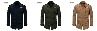 Fredd Marshall 2022 New 100% Cotton Military Shirt Men Long Sleeve Casual Dress Shirt Male Cargo Work Shirts With Embroidery 115