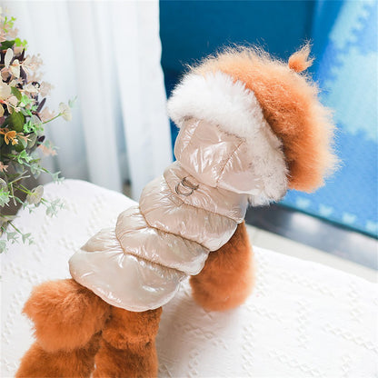 Jaqueta de Inverno para Cães Casaco de Estimação Quente de Lã para Cães Pequenos Yorkshire Shih Tzu Gola de Pelo Luxuosa Roupinhas para Filhotes