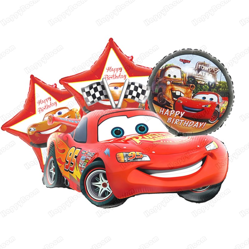 Cartoon Lightning Car Theme Foil Balloons Set Number 1-9 Balloon Cartoon Car Happy Birthday Party Decoration Supplies Party Prop