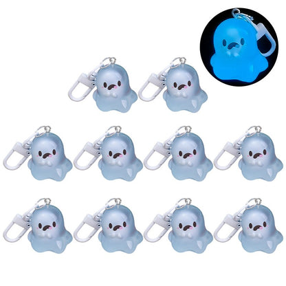 Creative Halloween Luminous Mini Cute Ghost Pendant Keychains Resin Keyring Key Holder for Kid Adult Festival Gifts Bag Charms