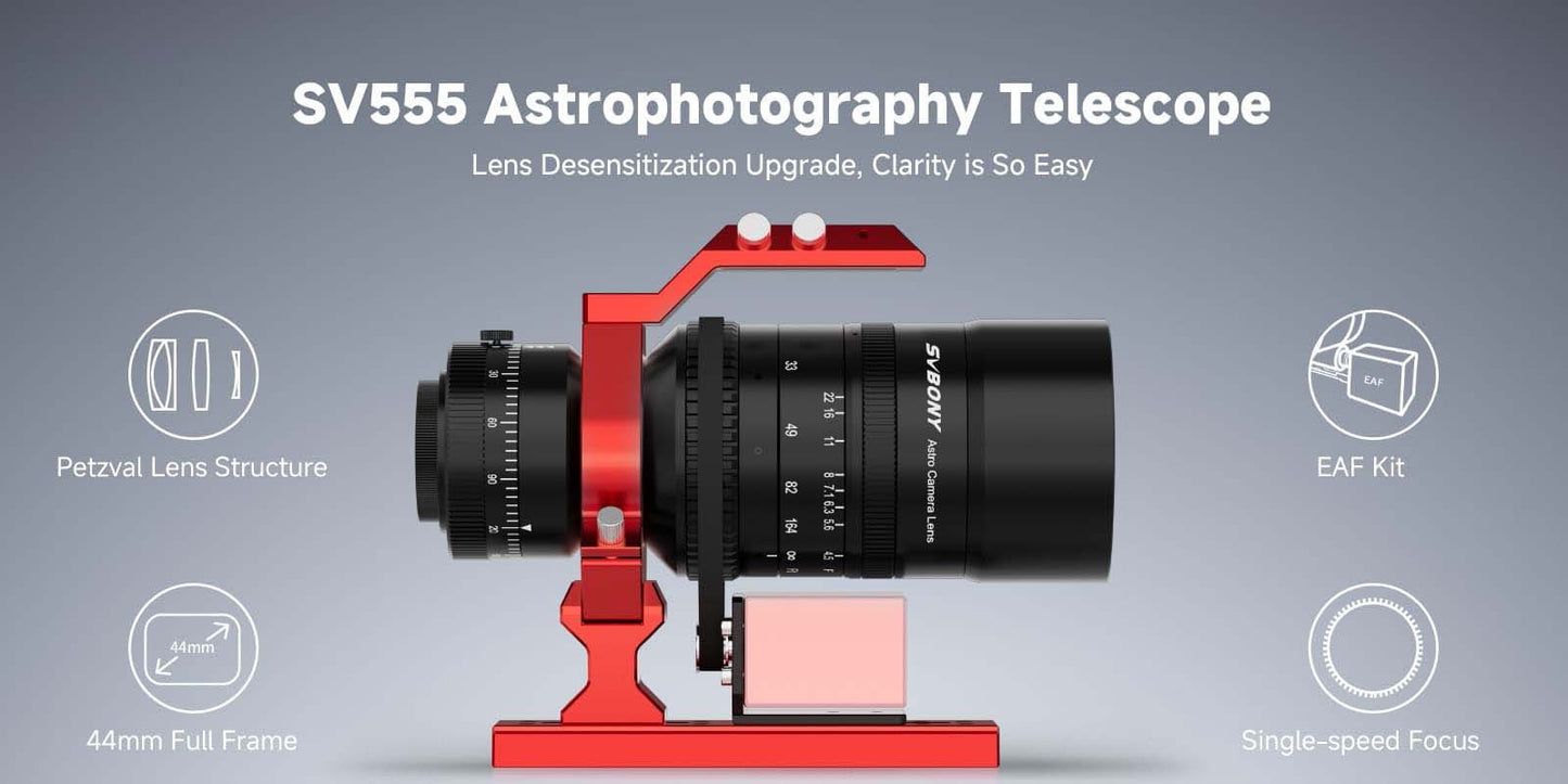 SVBONY Nova Atualização Telescópio para Astrofotografia APO SV555 e Placa de Cauda de Andorinha SV239 Vermelha para Astrofotografia