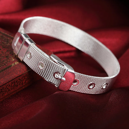 Pulseira Requintada em Prata Esterlina 925 com Corrente Sólida, Amuleto da Moda, Feminino e Masculino, Joias para Casamento, Modelos Lindos e Simples