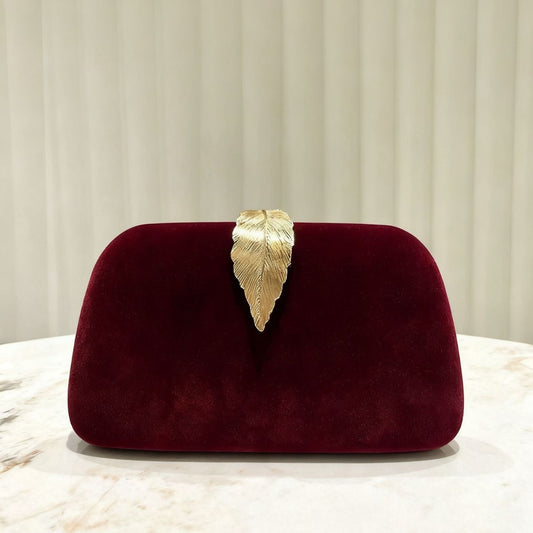 Velvet Leaf Evening Bag High Luxury Clutch Party Bag for Women Fresh Sweet Style Lock Buckle Square Shoulder Bag for Qipao