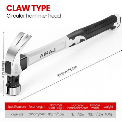 Martelo de Chifre de Carneiro Multifuncional AIRAJ, Martelo de Decoração de Grau Industrial para Doméstico, Envolto em Cola Antiderrapante, Ferramenta de Hardware