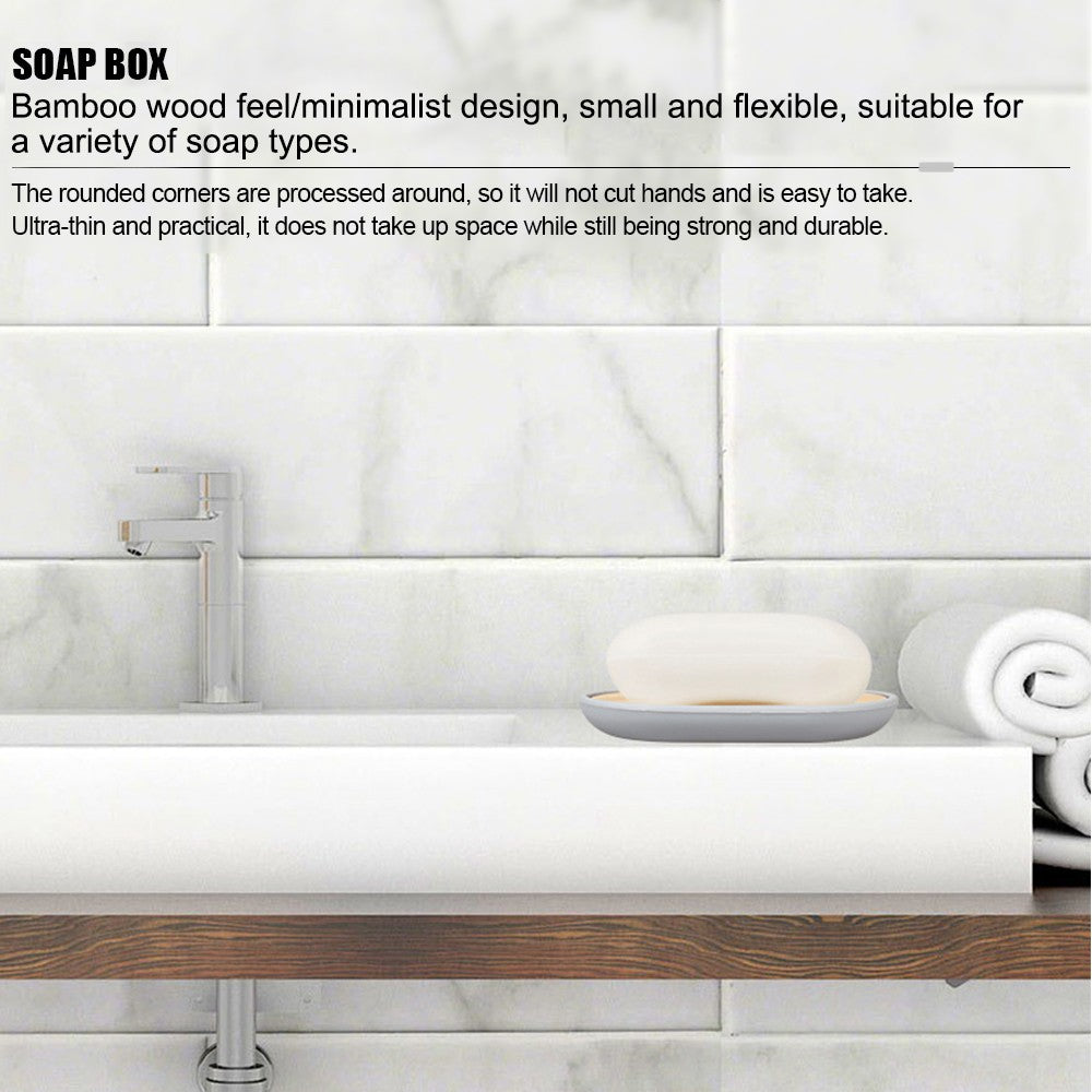 6 peças/conjunto caixa dispensadora de sabonete escova sanitária garrafa de loção lata de lixo bambu plástico conjunto de armazenamento de banheiro suporte para escova de dentes e copo