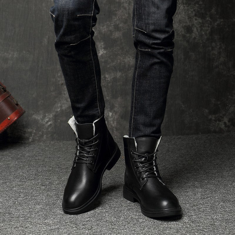 Men Winter Shoes Formal Dress Boots Black Motorcycle Boots Warm Oxford Ankle Men's Boots Genuine Leather High Quality Big Siz 50