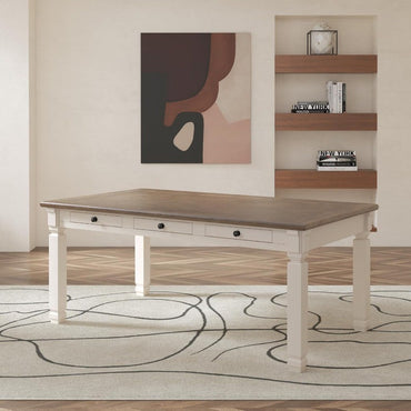 Bolanburg Farmhouse Dining Table, with Drawers & Seats 6, Whitewash Finish