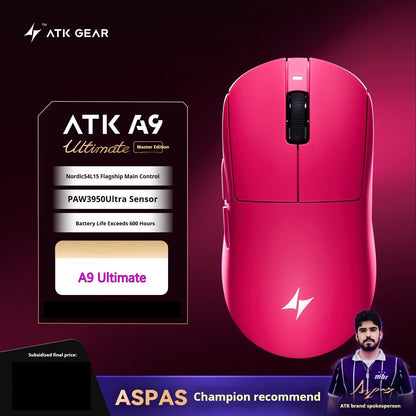 Mouse Gamer Sem Fio ATK A9 Ultra A9/A9 SE/A9 Plus/A9 Pro Tri Mode 8K Mouse Gamer 53g Leve Presente E-sports PC Personalizável