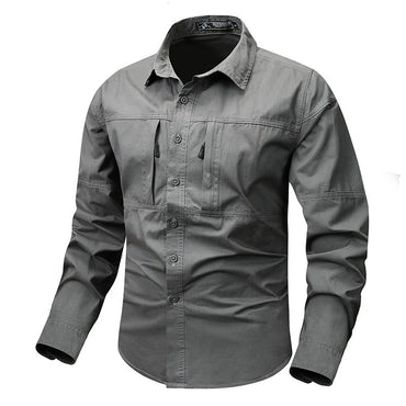 New Spring Men Long Sleeved Cargo Shirts High Quality Man Outdoor Multi Pockets Loose Tooling Shirts Male Casual Shirts Size 5X