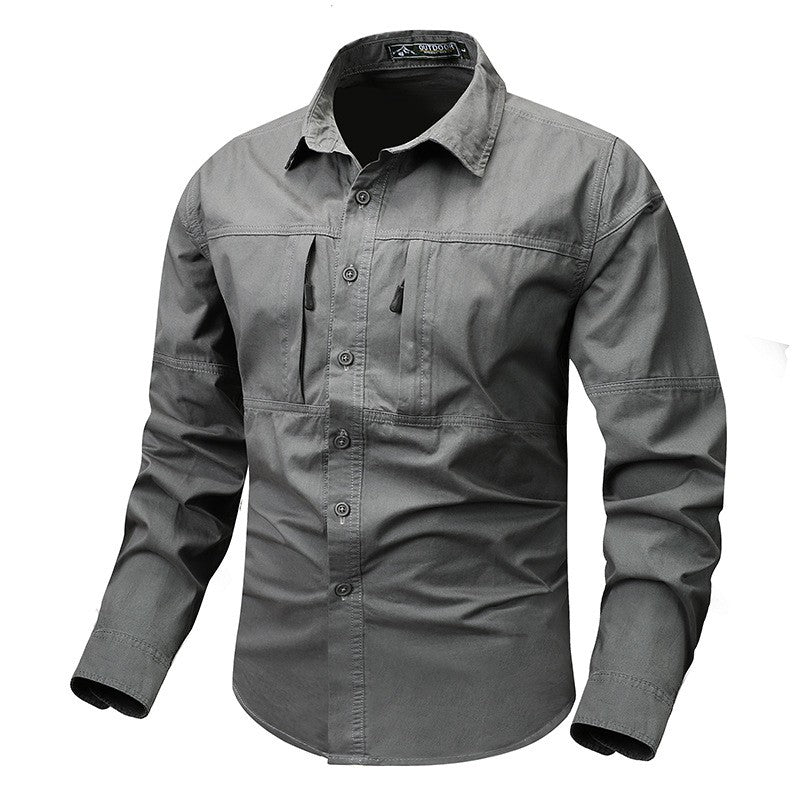 New Spring Men Long Sleeved Cargo Shirts High Quality Man Outdoor Multi Pockets Loose Tooling Shirts Male Casual Shirts Size 5X