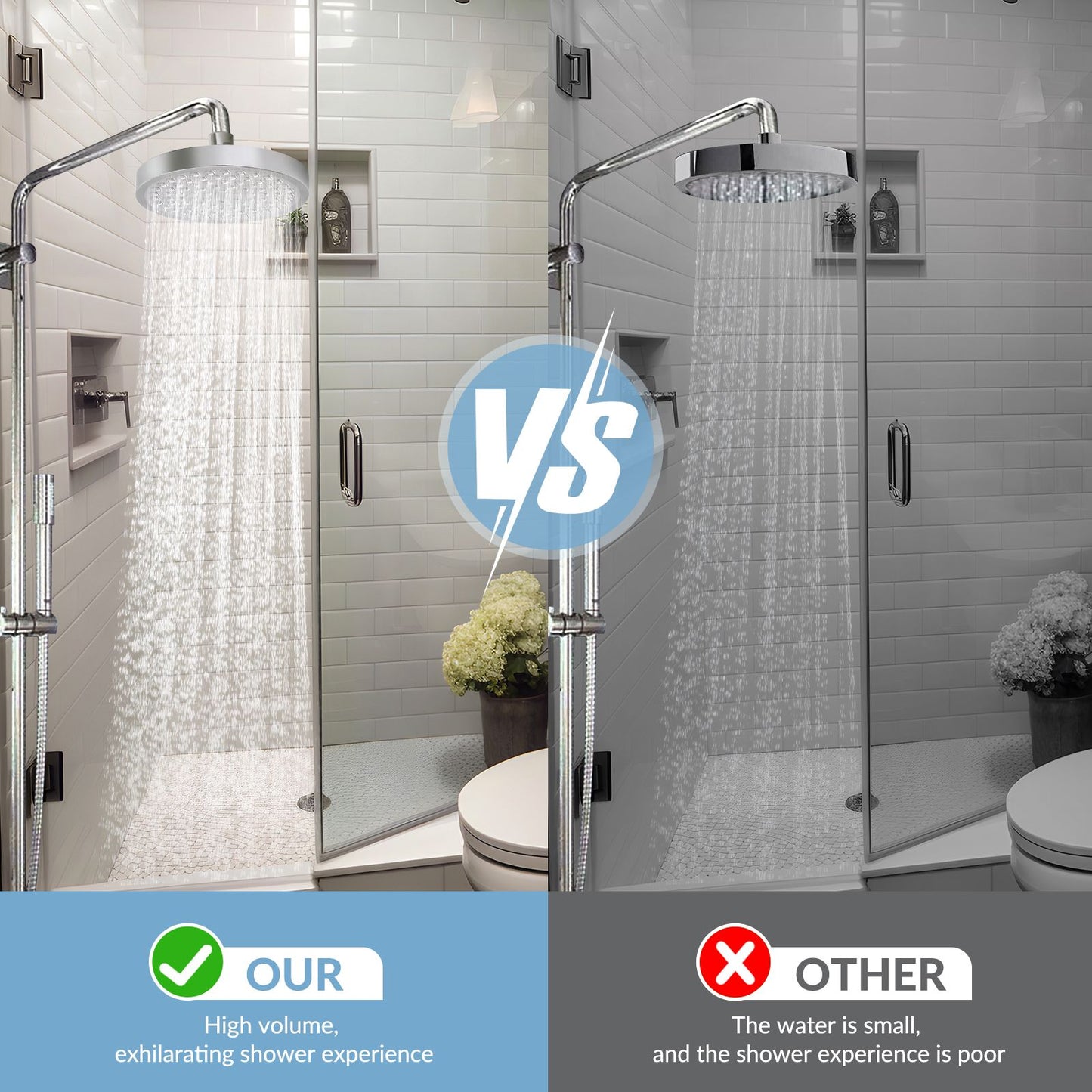 Shower Head High Pressure Rain Adjustable Stainless Steel 6 Inch Wall Mounted Rainfall Shower Bathroom Accessories Replacement