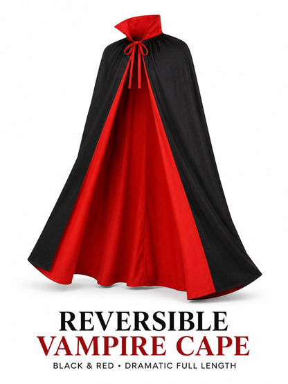 Reversible Black and Red Vampire Cape for Halloween Cosplay Costume